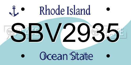 SBV2935 Rhode Island License Plate