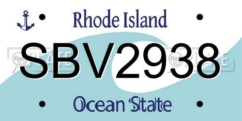SBV2938 Rhode Island License Plate