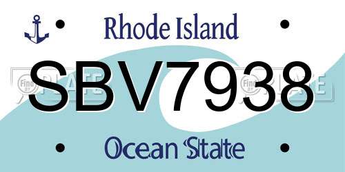 SBV7938 Rhode Island License Plate