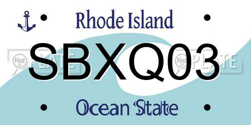 SBXQ03 Rhode Island License Plate
