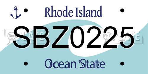 SBZ0225 Rhode Island License Plate
