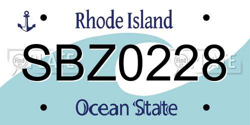 SBZ0228 Rhode Island License Plate