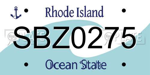 SBZ0275 Rhode Island License Plate