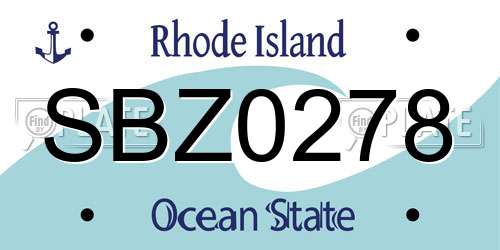 SBZ0278 Rhode Island License Plate