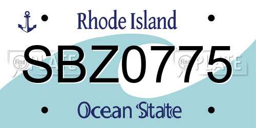 SBZ0775 Rhode Island License Plate