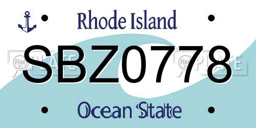 SBZ0778 Rhode Island License Plate