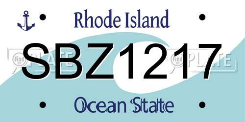 SBZ1217 Rhode Island License Plate