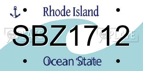 SBZ1712 Rhode Island License Plate