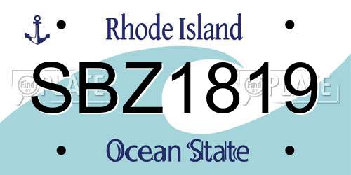 SBZ1819 Rhode Island License Plate