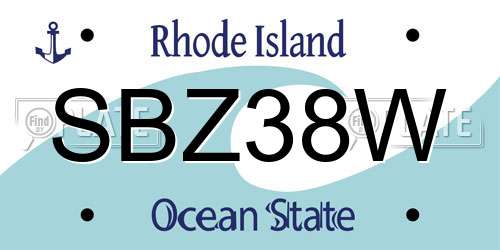 SBZ38W Rhode Island License Plate