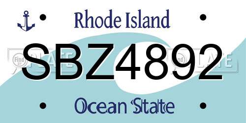 SBZ4892 Rhode Island License Plate