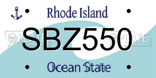 SBZ550 Rhode Island License Plate