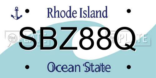 SBZ88Q Rhode Island License Plate