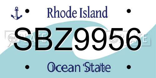 SBZ9956 Rhode Island License Plate