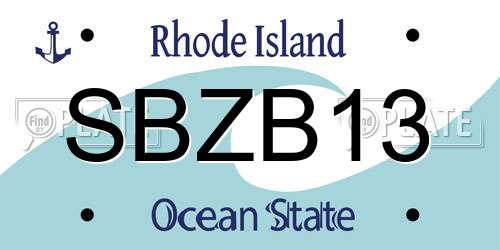 SBZB13 Rhode Island License Plate