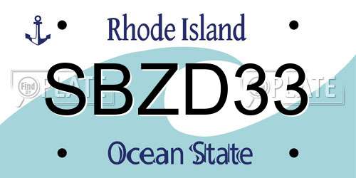 SBZD33 Rhode Island License Plate