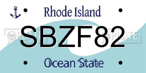 SBZF82 Rhode Island License Plate