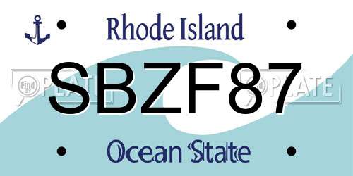 SBZF87 Rhode Island License Plate