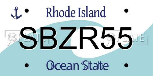 SBZR55 Rhode Island License Plate