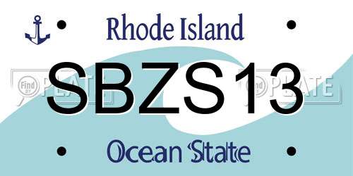 SBZS13 Rhode Island License Plate
