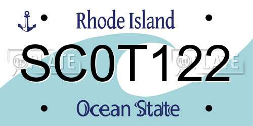 SC0T122 Rhode Island License Plate