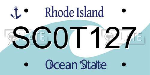 SC0T127 Rhode Island License Plate