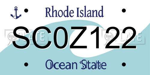 SC0Z122 Rhode Island License Plate
