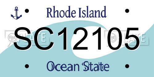 SC12105 Rhode Island License Plate