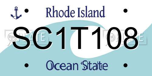 SC1T108 Rhode Island License Plate