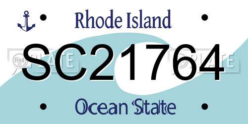 SC21764 Rhode Island License Plate