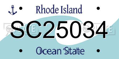 SC25034 Rhode Island License Plate