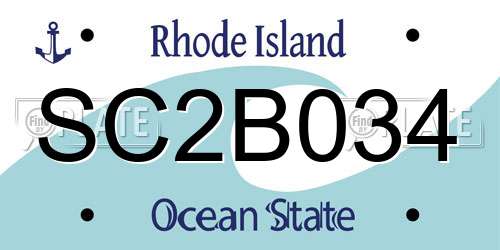 SC2B034 Rhode Island License Plate