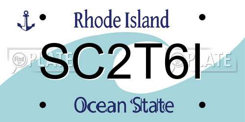 SC2T6I Rhode Island License Plate