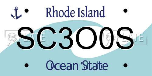 SC3O0S Rhode Island License Plate