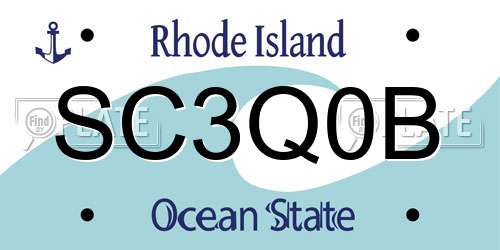 SC3Q0B Rhode Island License Plate