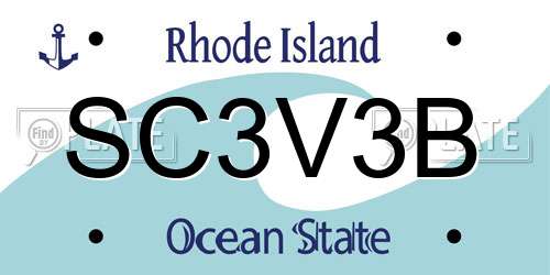 SC3V3B Rhode Island License Plate