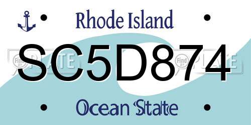 SC5D874 Rhode Island License Plate