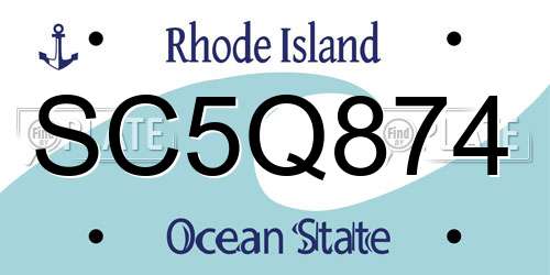 SC5Q874 Rhode Island License Plate