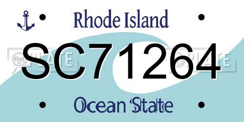 SC71264 Rhode Island License Plate