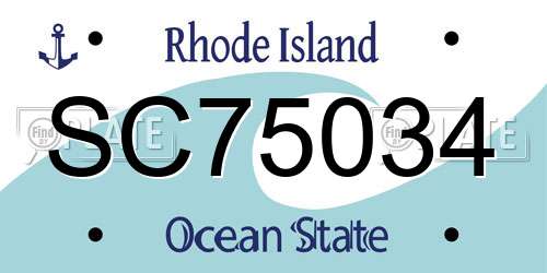 SC75034 Rhode Island License Plate