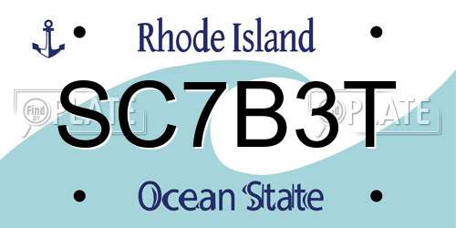SC7B3T Rhode Island License Plate