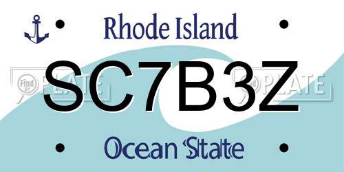 SC7B3Z Rhode Island License Plate