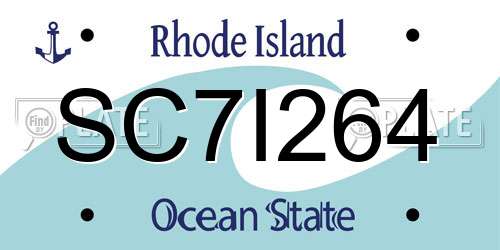 SC7I264 Rhode Island License Plate