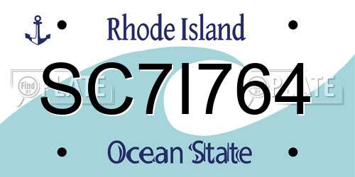 SC7I764 Rhode Island License Plate