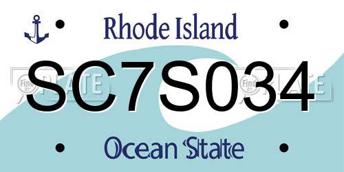 SC7S034 Rhode Island License Plate