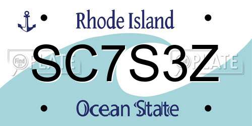 SC7S3Z Rhode Island License Plate