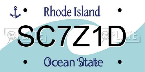 SC7Z1D Rhode Island License Plate