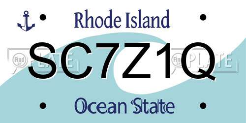 SC7Z1Q Rhode Island License Plate