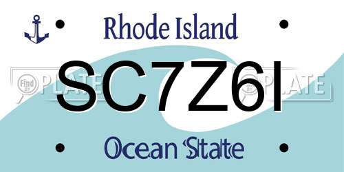 SC7Z6I Rhode Island License Plate