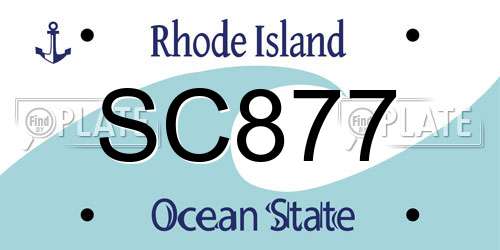 SC877 Rhode Island License Plate
